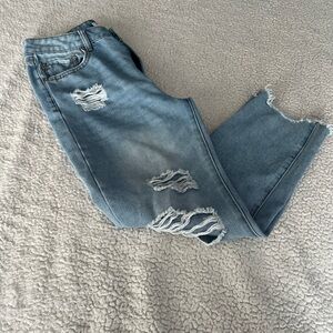 Distressed Blue Jeans